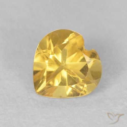 0.45ct Natural Medium Golden Citrine, Heart, VVS-VS