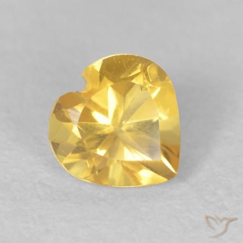 0.45 ct Golden Citrine Stone, Natural Citrine in Heart Facet Shape for Sale
