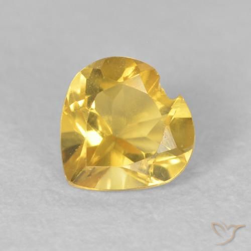 0.47 ct Golden Citrine Stone, Natural Citrine in Heart Facet Shape for Sale