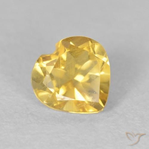 0.50 ct Golden Citrine Stone, Natural Citrine in Heart Facet Shape for Sale