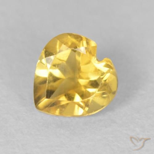 0.45ct Natural Medium Golden Citrine, Heart, VS