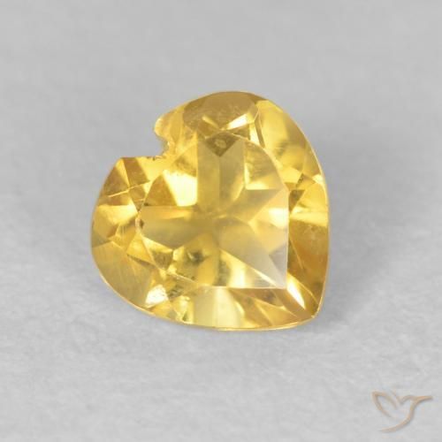 0.45 ct Golden Citrine Stone, Natural Citrine in Heart Facet Shape for Sale
