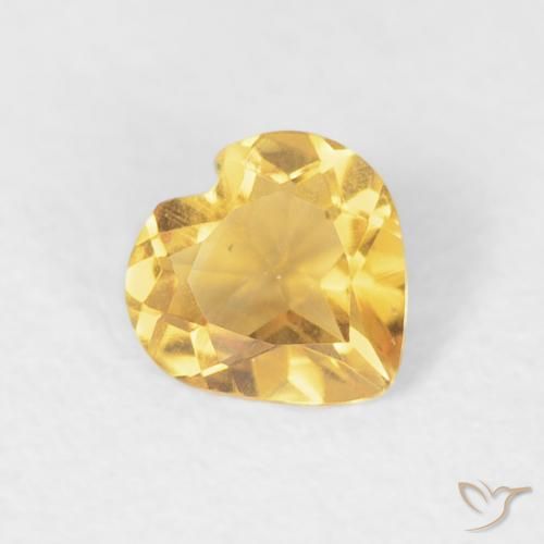 0.35 ct Golden Citrine Stone, Natural Citrine in Heart Facet Shape for Sale