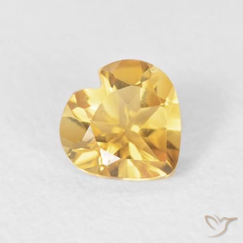 0.39 ct Golden Citrine Stone, Natural Citrine in Heart Facet Shape for Sale