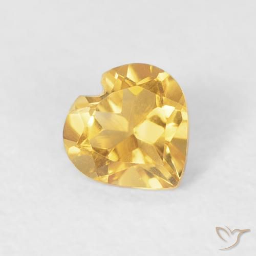 0.37 ct Golden Citrine Stone, Natural Citrine in Heart Facet Shape for Sale