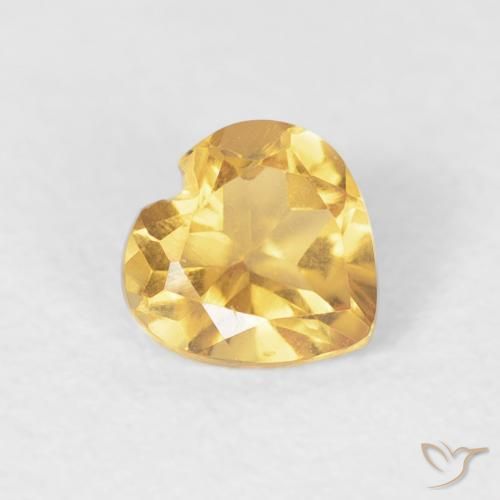 0.39 ct Golden Citrine Stone, Natural Citrine in Heart Facet Shape for Sale