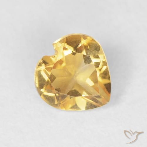 0.42 ct Golden Citrine Stone, Natural Citrine in Heart Facet Shape for Sale