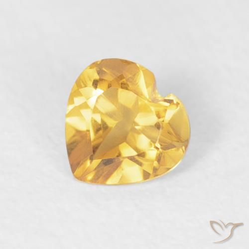 0.38ct Natural Medium Gold Citrine, Heart, VVS