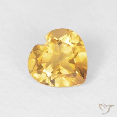 0.38 ct Golden Citrine Stone, Natural Citrine in Heart Facet Shape for Sale