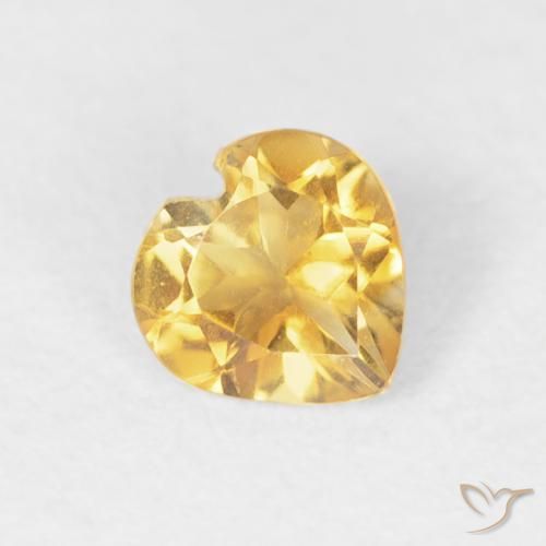 0.36 ct Golden Citrine Stone, Natural Citrine in Heart Facet Shape for Sale