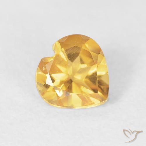 0.41 ct Golden Citrine Stone, Natural Citrine in Heart Facet Shape for Sale