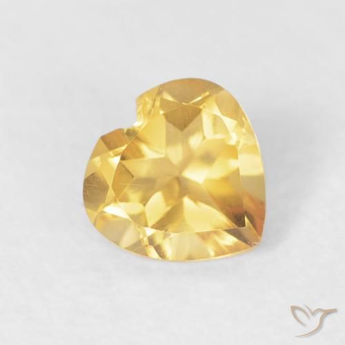 0.44 ct Golden Citrine Stone, Natural Citrine in Heart Facet Shape for Sale