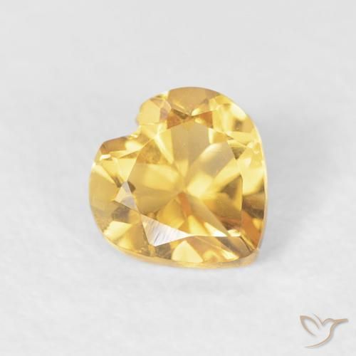 0.42 ct Golden Citrine Stone, Natural Citrine in Heart Facet Shape for Sale