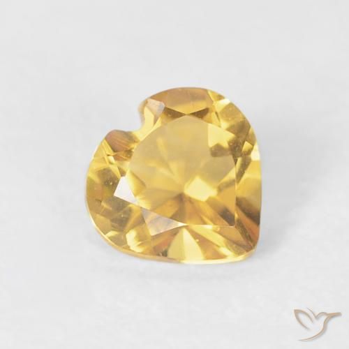 0.41 ct Golden Citrine Stone, Natural Citrine in Heart Facet Shape for Sale