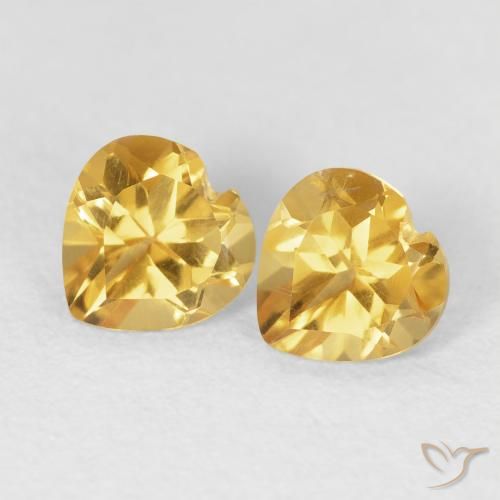 1.43 ctw Golden Citrine Stones, Natural Citrine in Heart Facet Shape for Sale