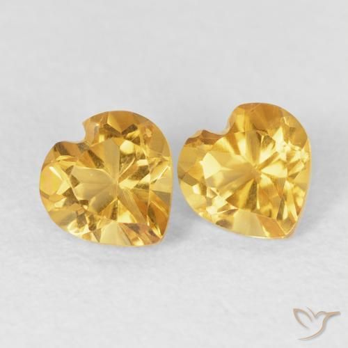0.95 ctw Golden Citrine Stones, Natural Citrine in Heart Facet Shape for Sale