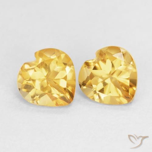1.47 ctw Golden Citrine Stones, Natural Citrine in Heart Facet Shape for Sale