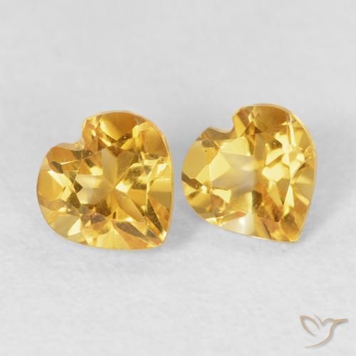 0.82 ctw Golden Citrine Stones, Natural Citrine in Heart Facet Shape for Sale