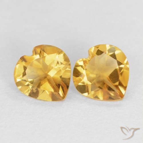 1.14 ctw Golden Citrine Stones, Natural Citrine in Heart Facet Shape for Sale