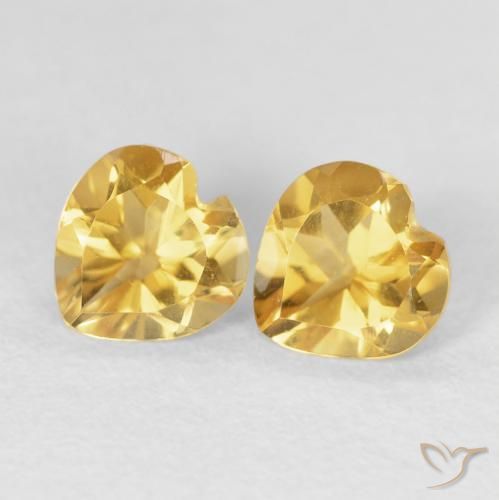 1.42 ctw Golden Citrine Stones, Natural Citrine in Heart Facet Shape for Sale
