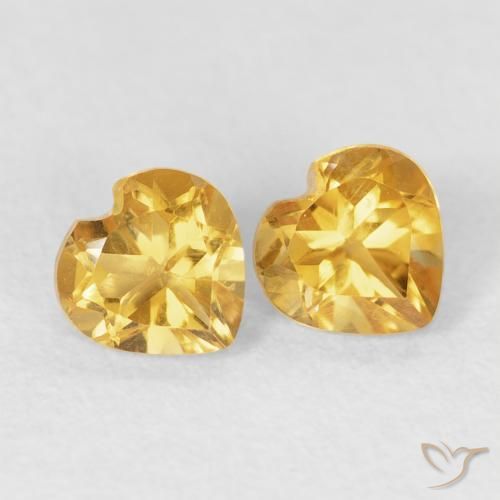 0.90 ctw Golden Citrine Stones, Natural Citrine in Heart Facet Shape for Sale