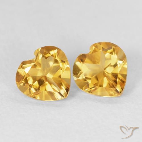 1.48 ctw Golden Citrine Stones, Natural Citrine in Heart Facet Shape for Sale