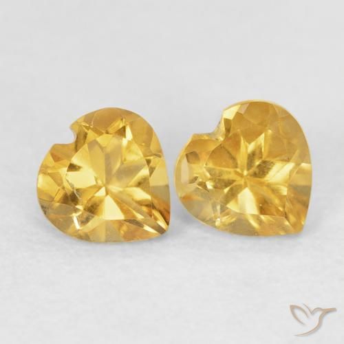 0.88 ctw Golden Citrine Stones, Natural Citrine in Heart Facet Shape for Sale