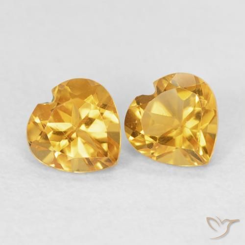 0.90 ctw Golden Citrine Stones, Natural Citrine in Heart Facet Shape for Sale