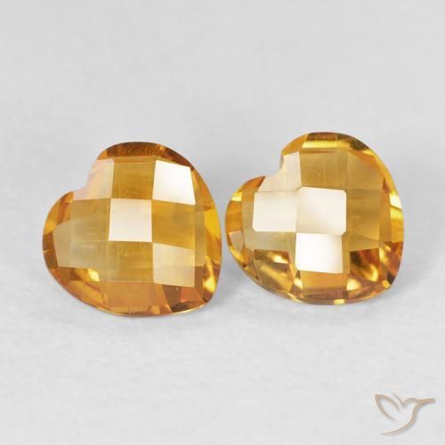 1.29 ctw Golden Citrine Stones, Natural Citrine in Heart Checkerboard (double sided) Shape for Sale