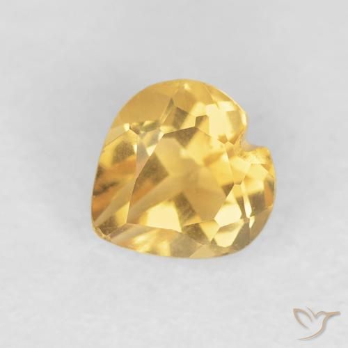0.48ct Natural Medium Gold Citrine, Heart, VVS