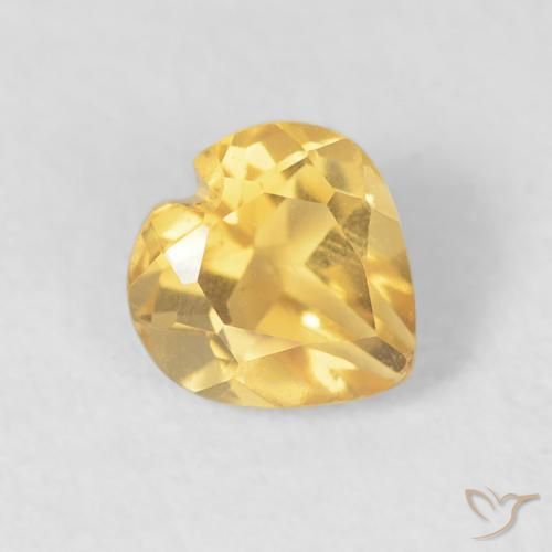 0.48 ct Golden Citrine Stone, Natural Citrine in Heart Facet Shape for Sale