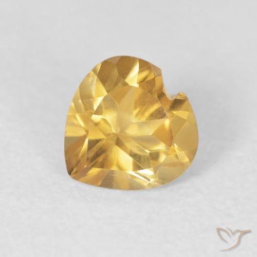 0.72ct Natural Medium Gold Citrine, Heart, VVS