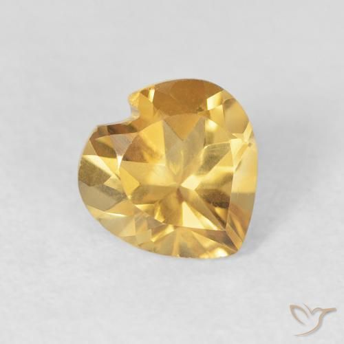 0.72 ct Golden Citrine Stone, Natural Citrine in Heart Facet Shape for Sale