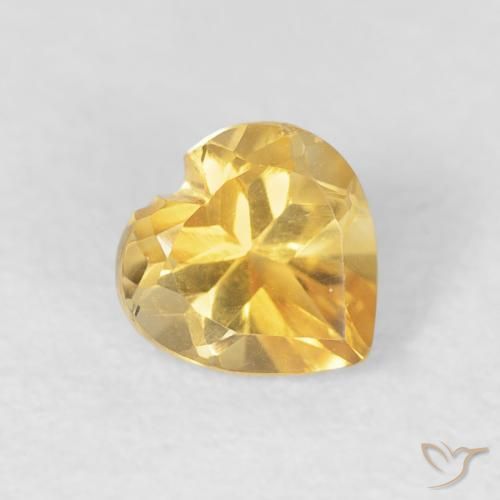 0.45 ct Golden Citrine Stone, Natural Citrine in Heart Facet Shape for Sale