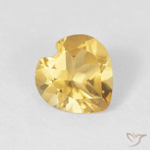 0.55 ct Golden Citrine Stone, Natural Citrine in Heart Facet Shape for Sale