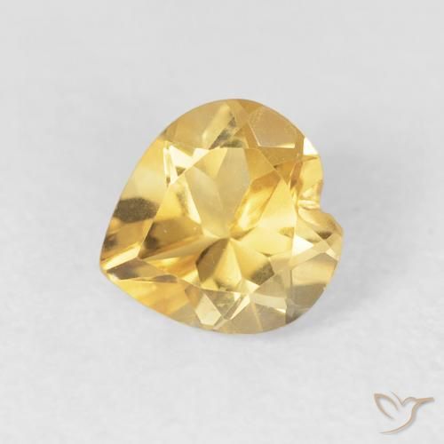 0.72 ct Golden Citrine Stone, Natural Citrine in Heart Facet Shape for Sale
