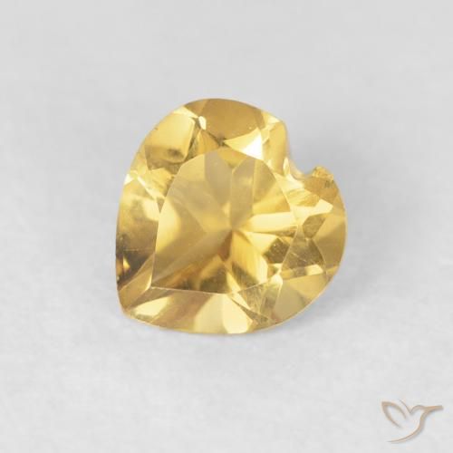 0.67 ct Golden Citrine Stone, Natural Citrine in Heart Facet Shape for Sale