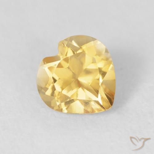 0.74 ct Golden Citrine Stone, Natural Citrine in Heart Facet Shape for Sale