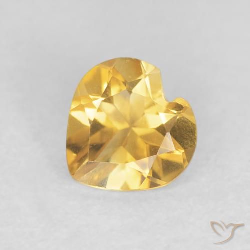 0.60ct Natural Bright Gold Citrine, Heart, VVS