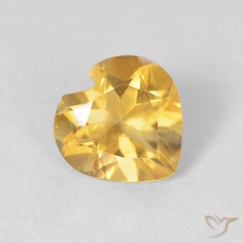 0.60 ct Golden Citrine Stone, Natural Citrine in Heart Facet Shape for Sale