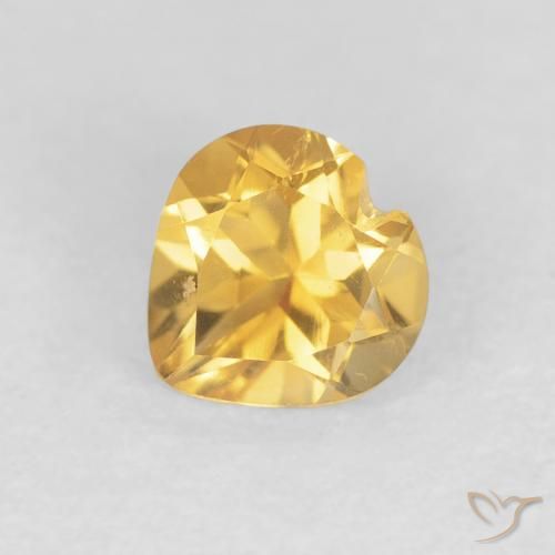 0.73 ct Golden Citrine Stone, Natural Citrine in Heart Facet Shape for Sale