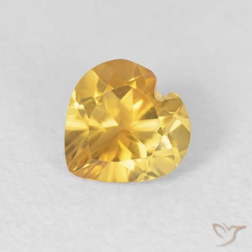 0.64 ct Golden Citrine Stone, Natural Citrine in Heart Facet Shape for Sale
