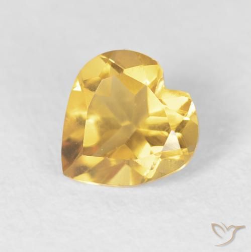 0.66 ct Golden Citrine Stone, Natural Citrine in Heart Facet Shape for Sale