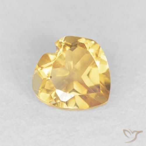 0.45 ct Golden Citrine Stone, Natural Citrine in Heart Facet Shape for Sale