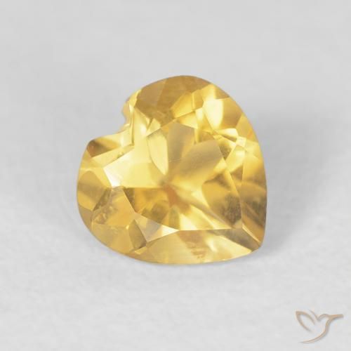 0.73 ct Golden Citrine Stone, Natural Citrine in Heart Facet Shape for Sale