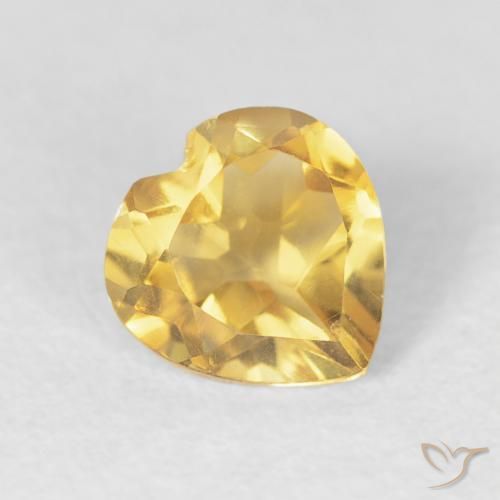 0.66 ct Golden Citrine Stone, Natural Citrine in Heart Facet Shape for Sale