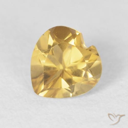 0.71ct Natural Medium Gold Citrine, Heart, VVS