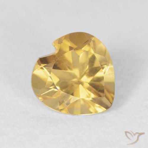 0.71 ct Golden Citrine Stone, Natural Citrine in Heart Facet Shape for Sale