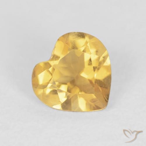 0.60 ct Golden Citrine Stone, Natural Citrine in Heart Facet Shape for Sale