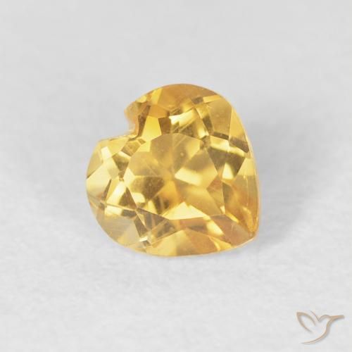 0.51ct Natural Medium Gold Citrine, Heart, VS